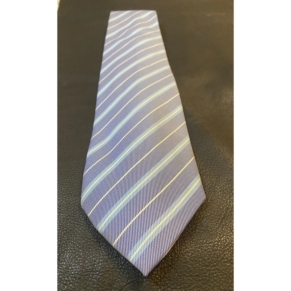 Romano Botta Silk Necktie Blues Diagonal Stripes Classic Style 60